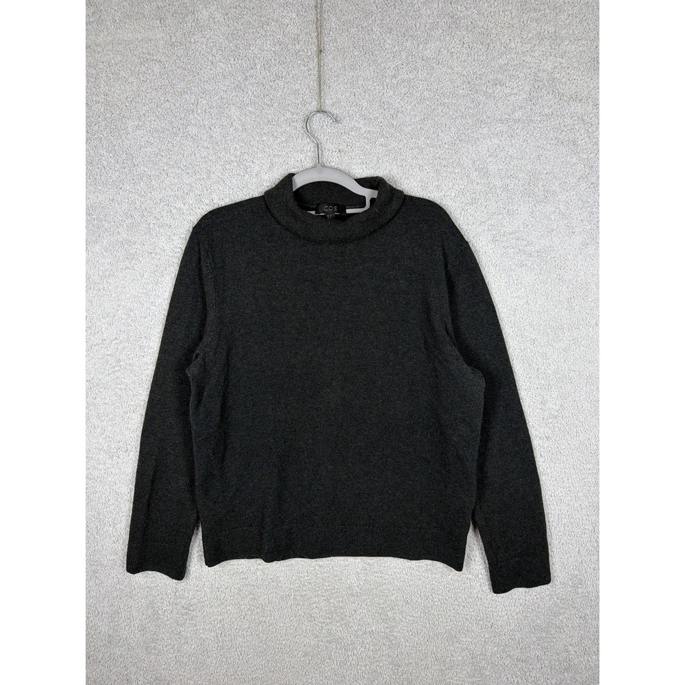 COS Women's Size M Green/Gray Wool Yak Sweater Mock Neck Pullover Knit‎